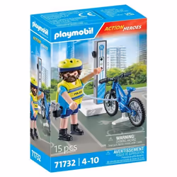 PLAYMOBIL 71732 Policier cycliste avec borne de recharge Action Heroes Les policiers 15 pièces Dès 4 ans