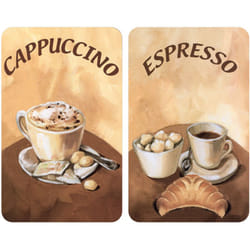 Protection plaque de cuisson Wenko couvre plaque de cuisson en verre 'Café', Lot de 2, verre trempé, 30x52 cm, Pour toutes plaques, Multicolore