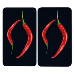 WENKO Pepperoni Duo planche à découper pour cuisine Rectangulaire Plastique, Verre trempé Multicolore