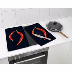 WENKO Pepperoni Duo planche à découper pour cuisine Rectangulaire Plastique, Verre trempé Multicolore