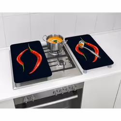 WENKO Pepperoni Duo planche à découper pour cuisine Rectangulaire Plastique, Verre trempé Multicolore