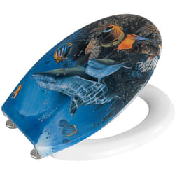 Wenko - Abattant wc Original Sea Life, abattant wc avec fixation en acier inox, Duroplast antibactérien, 37.5 x 45 cm, Multicolore