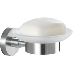 Wenko - Porte-savon Bosio inox mat 11 x 5,5 cm salle de bain design porte-savon mural en verre satinée accessoires salle de bain support savon inox