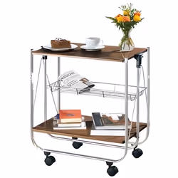 WENKO Desserte Bar style vintage Dinett Desserte cuisine à roulettes et table repliable cuisine Bois Noyer 68x70x40.6 cm Marr ...
