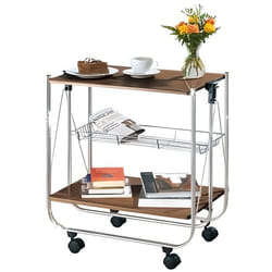 WENKO Desserte Bar style vintage Dinett Desserte cuisine à roulettes et table repliable cuisine Bois Noyer 68x70x40.6 cm Marron