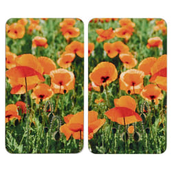 WENKO Champs de Coquelicots planche à découper pour cuisine Rectangulaire Plastique, Verre trempé Multicolore