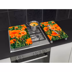 WENKO Champs de Coquelicots planche à découper pour cuisine Rectangulaire Plastique, Verre trempé Multicolore