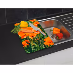 WENKO Champs de Coquelicots planche à découper pour cuisine Rectangulaire Plastique, Verre trempé Multicolore - Vue supplémentaire 4