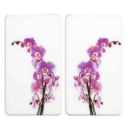 WENKO Orchidees planche à découper pour cuisine Rectangulaire Plastique, Verre trempé Multicolore