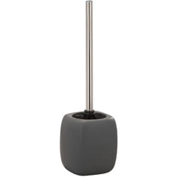 Porte Brosse wc Céramique Faro, brosse wc noire, Céramique, ø 12x40 cm, gris - Wenko