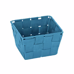 WENKO Panier de rangement Adria Mini square Pétrole panier de bain, Panier de rangement, Turquoise, Carré, Polypropylène (PP) ...