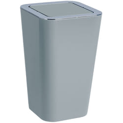 WENKO Poubelle Salle de Bain, Poubelle à couvercle basculant, Candy, Plastique, 6L, 18x28,5x18 cm, Gris