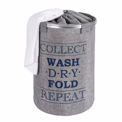 WENKO Panier à linge Ringo gris, corbeille à linge, 68L, polyester, Ø 40x54 cm corbeille à linge, 68 l