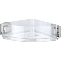 Etagère d'angle douche Quadro, étagère angle salle de bain fixation sans perçage Vacuum-Loc® repositionnable sans résidus, Acier Inox - Plastique,