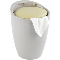Wenko - Tabouret de salle de bain moderne taupe avec rangement abs siège design en plastique pour salle de bain 20L Wäschesack 120kg robuste et chic