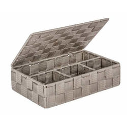 WENKO Organiseur de salle de bains Adria petit avec couvercle taupe 4 compartiments