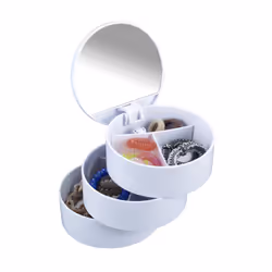 WENKO Tour cosmétique avec mirroir 3 compartiments Blanc, 130 mm, 130 mm, 140 mm, 403 g, Blanc, Acrylonitrile-Butadiène-Styrè ...