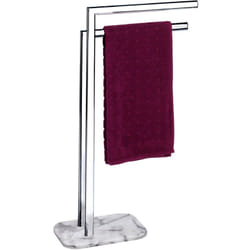 Porte-serviettes de bain ONYX base en marbre, pierre naturelle - 2 branches, chromé, WENKO