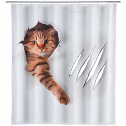 Pas seulement pour les amis des chats ! Avec le joli rideau de douche Cute Cat de WENKO, vous commencez la journée de très bo ...