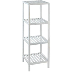 Wenko - tagère salle de bain bois, Norway, 4 niveaux de rangement, bois naturel Noyer, 36x112x36 cm, Blanc
