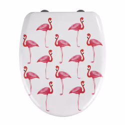 WENKO Flamingo, Allongé, Abattant souple, Rose, Blanc, Duroplast, 1,92 kg, 38 cm