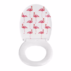 WENKO Flamingo Abattant souple Duroplast Rose, Blanc