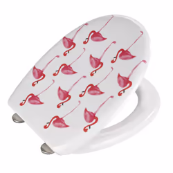 WENKO Flamingo Abattant souple Duroplast Rose, Blanc