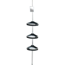 Wenko - tagère d'angle de douche télescopique Wave, 3 Paniers de douche fixation sans perçage, fixation par torsion et réglable en hauteur, Aluminium