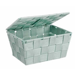 WENKO Panier de salle de bains Adria avec couvercle menthe