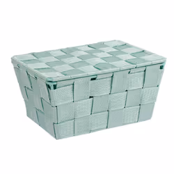 WENKO Panier de salle de bains Adria avec couvercle menthe