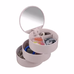 WENKO Tour cosmétique avec mirroir 3 compartiments Rose, 130 mm, 130 mm, 140 mm, 403 g, Rose, Acrylonitrile-Butadiène-Styrène ...