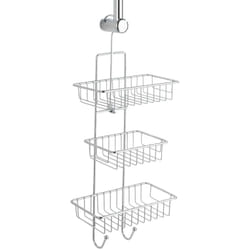 Wenko - Caddie de douche Milano 3 étagères chrome 25 x 62 cm avec 3 paniers de douche et 2 crochets accessoire de douche pratique en métal pour