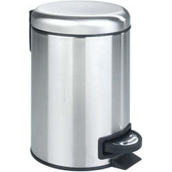 Wenko - Poubelle à pédale Salle de bain modèle Leman, poubelle salle de bain, poubelle wc, collecteur de déchet bureau, Contenance 3l, Coloris inox