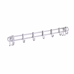 WENKO Barre de crédence cuisine Style porte ustensiles de cuisine mural avec 7 crochets en acier inox Métal 60x65x3 cm Argent