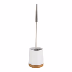 WENKO Ensemble WC Bambou céramique, Support et brosse pour toilettes, Bambou, Noir, Chrome, Blanc, Vitrocéramique, 110 mm, 11 ...