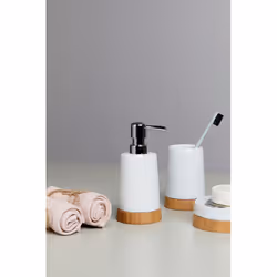 WENKO Distributeur de savon Bambou céramique