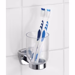 WENKO 17897100 Argent, Transparent Support de brosse à dent monté au mur