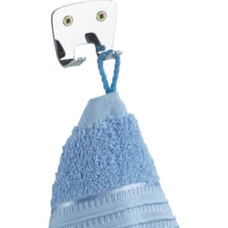 Wenko - Crochet porte manteau Duo Basic, crochet porte serviette salle de bain, fixation murale, Acier Inox, 4x4x1,5 cm, brillant