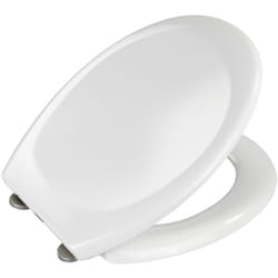 Abattant WC Premium Ottana WENKO avec frein de chute, Clipsable avec fixation en acier inox, Duro Plast incassable et hygiénique, 37,5 x 44,6 cm,