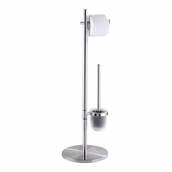 WENKO Ensemble WC sur pied Pieno Mat, Support et brosse pour toilettes, Chrome, Acier inoxydable, 265 mm, 255 mm, 79 mm