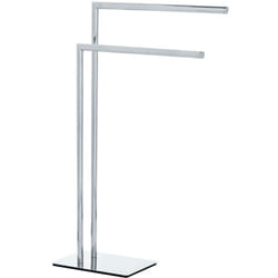 Porte-Serviettes sur Pied Recco Wenko 2 Barres, Socle carré lesté, Accessoires de salle de bain, Acier chromé, 48 x 80,5 x 20 cm, Argent brillant