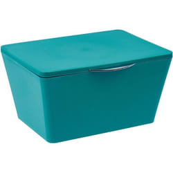 WENKO Boîte avec couvercle Brasil Panier de rangement panier de salle de bain avec couvercle Plastique 19x10x15.5 cm Turquoise