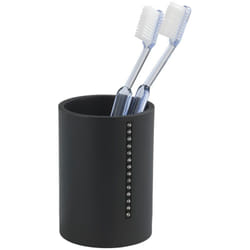 Wenko - Gobelet Salle de Bain Diamond, Porte Brosse à Dent, Polyrésine, ø 7,8x10,5 cm, noir avec strass
