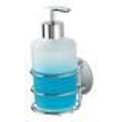 WENKO Distributeur de savon liquide mural Turbo-Loc® fixation sans perçage plastique - acier capacité 285 ml blanc - brillant
