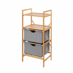 WENKO Bahari, 2 étagères, Bois, Gris, Bois naturel, 440 mm, 340 mm, 960 mm