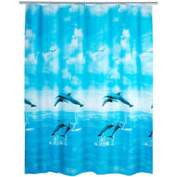 Rideau de douche Original Dauphin, rideau de douche 180x200 cm, waterproof, 12 anneaux rideau de douche en plastique blanc inclus, peva matériau