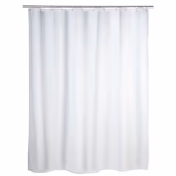 WENKO Rideau de douche Uni White lavable 120 x 200 cm, Monochromatique, Anneau, Polyester, Blanc, 30 °C, 1200 mm