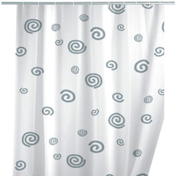 Wenko - Rideau de douche original Escargot, Rideau de douche 180x200 cm, lavable en machine et waterproof, 12 anneaux rideau de douche en plastique