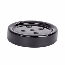 WENKO Porte-savon Polaris Black céramique, Noir, Vitrocéramique, 110 mm, 110 mm, 25 mm, 190 g