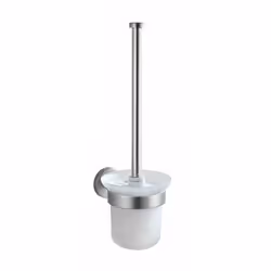WENKO 19614100, Support et brosse pour toilettes, Argent, Blanc, Acier inoxydable, 100 mm, 140 mm, 350 mm